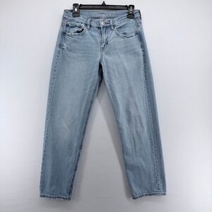 American Eagle Mom Jeans Womens 4 Short Light Wash Blue High Rise Distressed